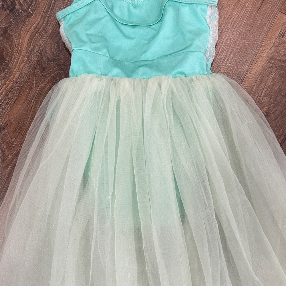 La Petite Ballerina costume size SC beautiful turquoise & green sequined w/bow - Picture 10 of 12